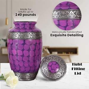 Silver Engraved Aluminium Cremation Urn for Human <b>Ashes</b> Adult Male Female Pets Cat <b>Dog</b> Urn Large Burial Funeral (Purple) - Product Image 5