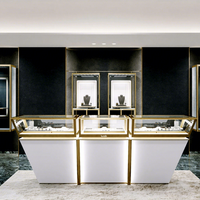Vitrines à bijoux Sundo avec éclairage LED, en acier inoxydable et verre, pour la décoration de magasins de bijoux commerciaux