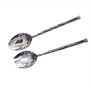 ชุดช้อนส้อมชุบเงินสไตล์โมเดิร์น ช้อนเสิร์ฟสลัดขนาดใหญ่ - Product Image 1
