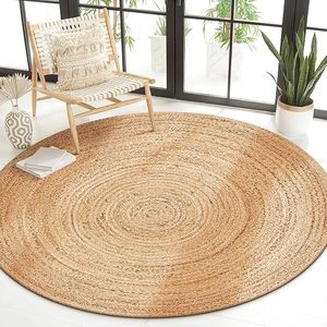 Tapis en jute tissé à la main rond naturel vintage beige tressé tapis réversible tapis écologiques pour chambre à coucher - Product Image 2
