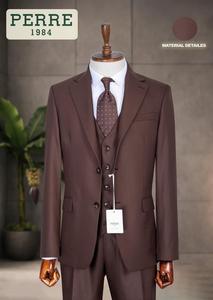 Costume sur mesure pour homme, bleu marine, en laine rayée, 3 pièces, coupe ajustée, simple boutonnage, deux boutons, double fente, infroissable, haute qualité - Product Image 3