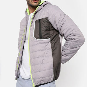 Veste matelassée à capuche zippée pour homme, grande taille, en nylon 100 %, douce, chaude, décontractée, d'hiver, avec logo personnalisé de haute qualité - Product Image 4