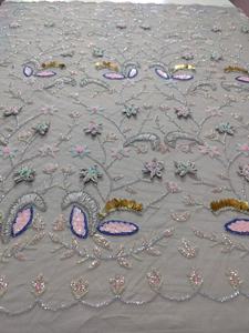 Tela de Encaje con Cuentas de Alta Costura 2024, Encaje Francés de Tul Bordado a Mano de Alta Calidad - Product Image 3