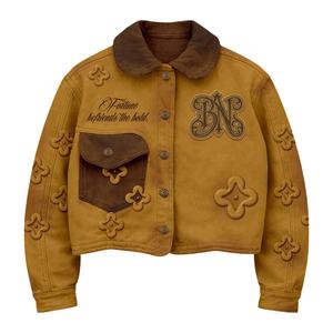 Veste de travail en denim surdimensionnée à bouton unique, respirante et coupe-vent, effet délavé et vieilli, pour homme, modèle 2026 - Product Image 2