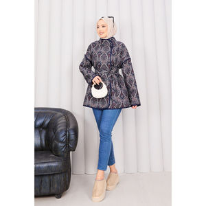Ethnic Floral <b>Pattern</b> <b>Quilted</b> <b>Jacket</b> with Lace Decoration Lightweight Linen Lining and Leather Shell for Spring Autumn Winter - Product Image 3