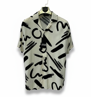 Camisa Moderna de Manga Corta para Hombre, Corte Relajado, Tela Satinada, Transpirable, Elegante, Informal de Verano, Cuello en V, Teñido, Anti-UV