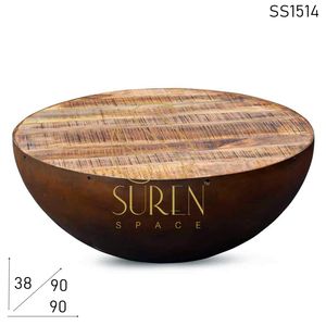 Mesa de centro industrial de madera hecha a mano de último diseñador, redondeo colorido único para muebles para el hogar, uso comercial - Product Image 3