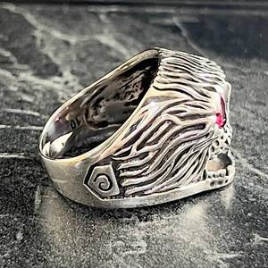 Handmade Men's Gothic Skull <b>Ring</b> Cool Biker Skeleton Design with Oxidized Detail Extraordinary <b>Crystal</b> <b>Ring</b> for Boys - Product Image 5