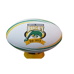 ลูกบอลรักบี้ยางคุณภาพสูงดีไซน์เป็นเอกลักษณ์ลูกบอลกีฬาทนทานทุกสภาพอากาศพร้อมด้ามจับที่แข็งแรงสำหรับการจับคู่และการฝึก - Product Image 1