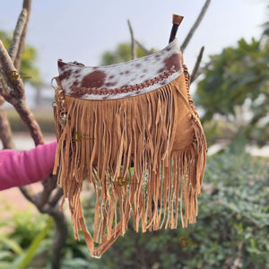 <b>Women's</b> Stylish Suede Leather Crossbody Handbag with Fringe Zipper Closure Handmade New Design Purses Hot Selling - Product Image 1