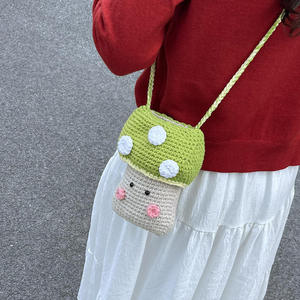 Bolso de hombro de algodón tejido a crochet con diseño de hongo para mujer, nuevo, personalizado, hecho a mano, portátil, estilo occidental, transfronterizo - Product Image 3