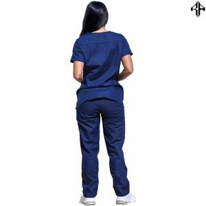 2025 coton tissé femmes à manches courtes infirmières hôpital gommages costume en gros soins infirmiers gommage ensembles y compris hauts et uniformes - Product Image 2