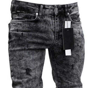 Jeans droits stylés pour hommes Pantalon en denim respirant Taille moyenne délavé Pantalon extensible coupe ajustée Service OEM disponible - Product Image 6