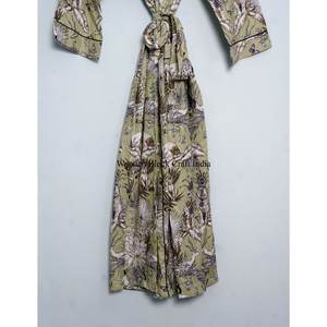 Nouvelle arrivée : Kimono en coton imprimé à la main, robe de bain imprimée du Rajasthan, robe de nuit en pur coton fait main pour femmes - Product Image 5