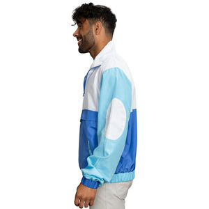 Chaqueta Cortavientos Ligera Personalizada con Media Cremallera para Hombre y Mujer, Panel de Bloques de Color en la Parte Delantera, Bolsillo Grande, Material Impermeable, Talla Grande - Product Image 2