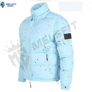 <b>Men's</b> Custom Front Letter Hooded Puffer Jacket Waterproof Breathable Stand Collar Custom Logo OEM Design Polyester - Product Image 3