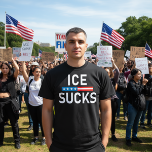T-shirt per supportatori degli immigranti Ice Sucks - Design promozionale - Product Image 3