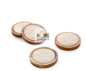 Sous-verres en verre et métal martelé, sous-verres au design fantaisie, sous-verres en métal doré, sous-verres au look admirable, sous-verres avec bordure dorée - Product Image 2