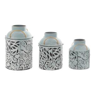 Juego de 3 Jarrones de Metal con Acabado Gris Vintage, Perfectos para Decoración de Jardín al Aire Libre, Patio y Terraza, Estilo Artesanal de la India - Product Image 4