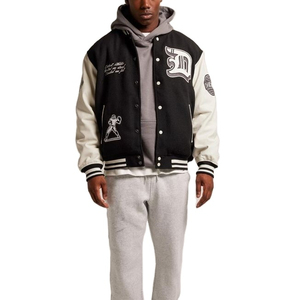 Veste universitaire 100% laine pour hommes de haute qualité nouvelle broderie personnalisée en cuir PU haute qualité OEM bouton surdimensionné Bomber veste - Product Image 1