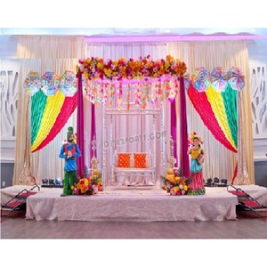 อุปกรณ์ตกแต่งเวทีสีสันสดใสทันสมัยน้ำหนักเบาทำจากไฟเบอร์กลาสสีตามสั่งสำหรับงานธีมปัญจาบ งานปาร์ตี้เฮน่า และพิธีสวมกำไล - Product Image 1