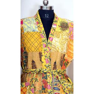 Kimono de bolsillo para mujer de algodón acolchado Kantha de gran demanda superventas, ropa festiva, cortavientos con estampado largo de encaje caído a bajo precio - Product Image 4