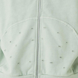 Outclass Traje de sudor lavado ácido hecho en fábrica Nueva pantalla impresa Diseño de logotipo Transpirable Chándal desgastado Rhinestone de invierno - Product Image 6