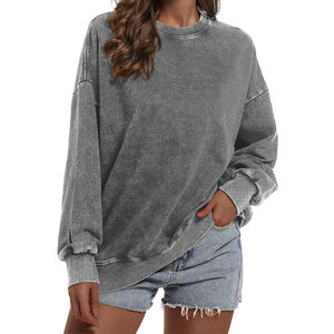 Sudadera de invierno con lavado ácido personalizada de tendencia 2025 para mujer OEM ODM Jersey con capucha logotipo frontal último otoño informal - Product Image 2