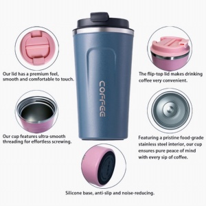 Mug à café isotherme en acier inoxydable pour adultes, tasse à café en métal, anti-fuite, <span class=keywords><strong>gobelet</strong></span> de voyage isolé avec couvercle, 350 ml, 500 ml - Product Image 3