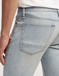 Venta al por mayor de alta calidad de los hombres de pantalones vaqueros de los hombres de cintura media lavado azul claro Casual Slim Fit Jeans de mezclilla transpirable - Product Image 5