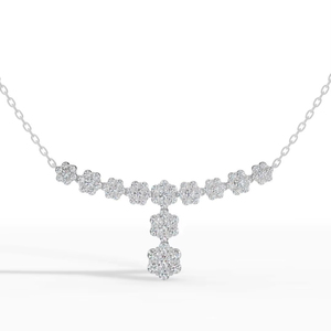 Flower Y Pendant Bridal Wedding Jewelry Exquisite 925 Sterling Silver Floral Cluster Drop <b>Necklace</b> Round Cut Simulated Diamond - Product Image 1