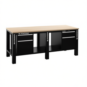 Établi Facom avec plan de travail en bois et armoires à outils - Product Image 3