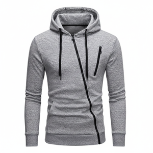 Sweat à capuche en molleton de coton pour hommes, veste à fermeture éclair douce avec fermeture éclair intégrale, logo personnalisé, vêtements décontractés de sport, ensemble de sweat à capuche en gros - Product Image 3