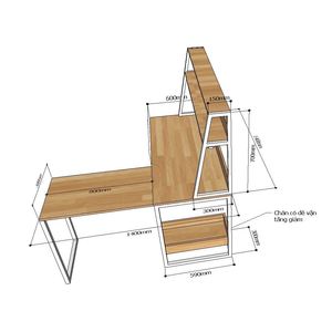 COD68047 L-Shaped Gaming <b>Computer</b> Desk Portable Adjustable Height Integrated Bookshelf for <b>Office</b> Use Hotels Made Durable Metal - Product Image 4