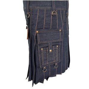 Geoffrey 320 Gsm Denim Kilt utilitaire en coton avec poches cargo Applicable pour tous les modèles de vêtements - Product Image 3