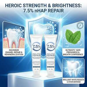 Pasta Dental Reparadora de Dientes con 7.5% de nHAP, Hidroxiapatita, Blanqueadora, Protección para Dientes Sensibles, Aliento Fresco, 120g - Product Image 4