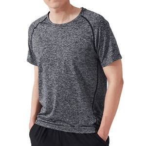 T-shirt de gymnastique d'été léger à compression pour homme Séchage rapide Style Boxy surdimensionné Logo personnalisé Imprimé court en tricot pour l'exercice - Product Image 1