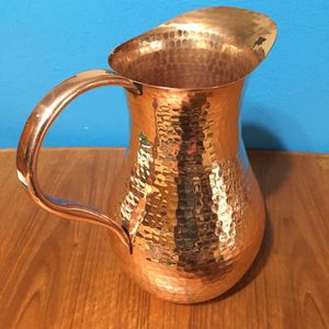Jarra de agua de cobre puro martillado con asa de latón | Jarra de Cobre con Beneficios para la Salud |   Vajilla Artesanal para el Hogar y Hoteles de 1.5L - Product Image 2