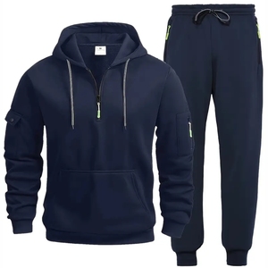 ชุดวอร์มผู้ชายสองชิ้น คันดาริ สปอร์ต วินเทอร์ พลัสไซส์ ลำลอง คุณภาพพรีเมียม ผ้าฝ้าย 100% เสื้อฮู้ดมีซิป และกางเกงวอร์มสำหรับออกกำลังกาย - Product Image 4