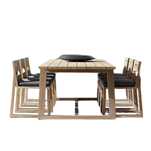 Ensemble de salle à manger moderne et simple, réglable, couleur personnalisée, bois, plusieurs chaises de salle à manger, meubles en teck de haute qualité, ensemble de restaurant - Product Image 2