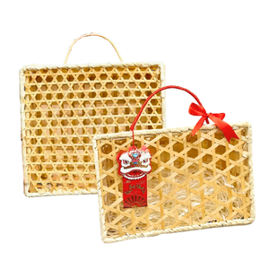 Decorative Woven BAMBOO BASKETS <b>Suitcase</b> Shape with Handle Rustic Style for Gift Packaging & Seasonal Decor Wedding Guest Gift - Product Image 1