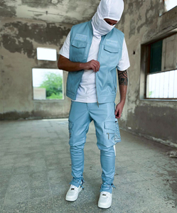 Ropa casual de alta calidad, pantalones de chándal hechos a medida para hombre, pantalones de chándal apilados con bolsillo para hombre - Product Image 3