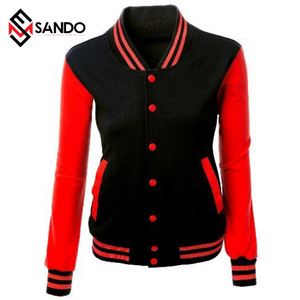 Chaquetas universitarias OEM de alta calidad para mujer, parches bordados con logotipo personalizado, remache de rayas de camuflaje, el mejor precio, forro de viscosa - Product Image 3