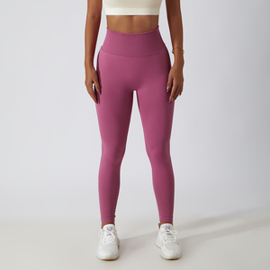 <b>Support</b> Custom Logo Seamless Knit High Waist Yoga Leggings Women Butt Lifting Gym <b>Pants</b> Breathable Slimming Sports Tights - Product Image 5