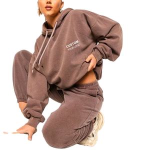 Conjunto de ropa deportiva de talla grande para mujer, sudaderas con forro polar informales, chándal para mujer - Product Image 1