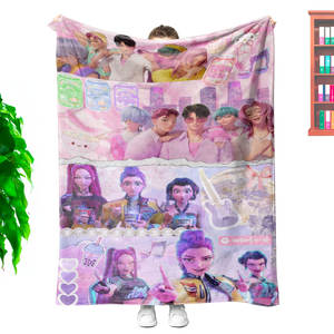 Manta de Felpa Suave y Cálida de Franela con Estampado Personalizado de Alta Calidad de Kpop Hunters Merch, Regalos <span class=keywords><strong>para</strong></span> Fans - Product Image 5