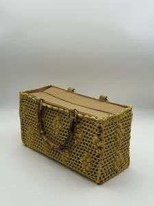 Sac à main élégant en crochet pour femme, motif fleur de maïs en bambou, sac à main exquis en coton avec accessoire panier tricoté camélia, accessoires de mode - Product Image 4
