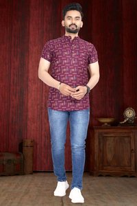 เสื้อเชิ้ตผู้ชายลายอิฐข้าวโพดคั่วดีไซน์เนอร์พร้อมใส่ - Product Image 5