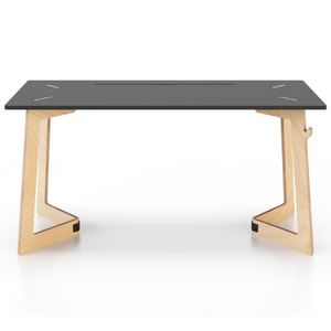 Scrivania da ufficio professionale di design italiano legno naturale moderno in compensato di betulla e mdf colorato valchromat per ufficio - Product Image 2