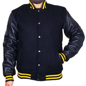 Chaqueta universitaria premium estilo letterman con cuerpo de lana, mangas de cuero, forro cálido, ideal para deportes universitarios y ropa urbana. - Product Image 1